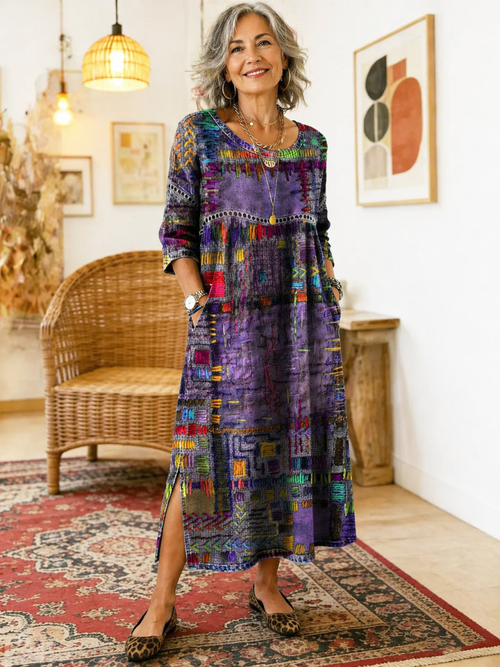 Manuela™ | Vestido Denim con Estampado Patchwork