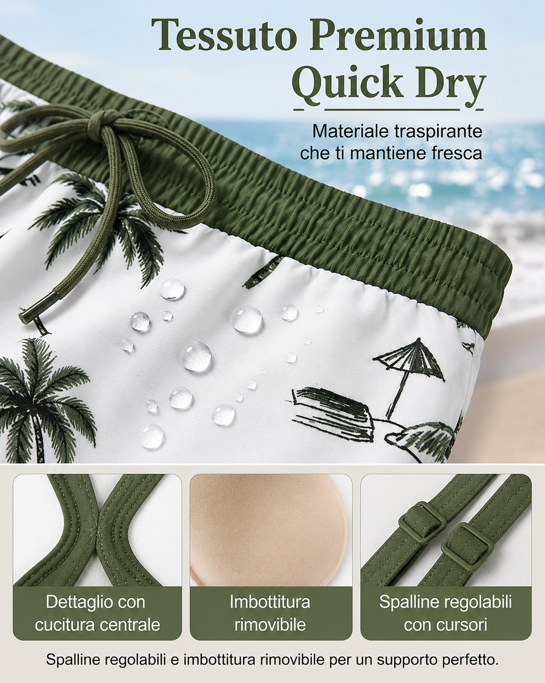 Maren | Conjunto de bikini tankini de tres piezas y pareo