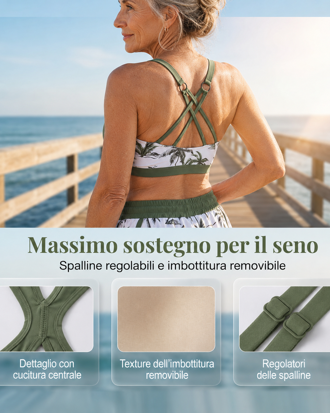 Maren | Conjunto de bikini tankini de tres piezas y pareo