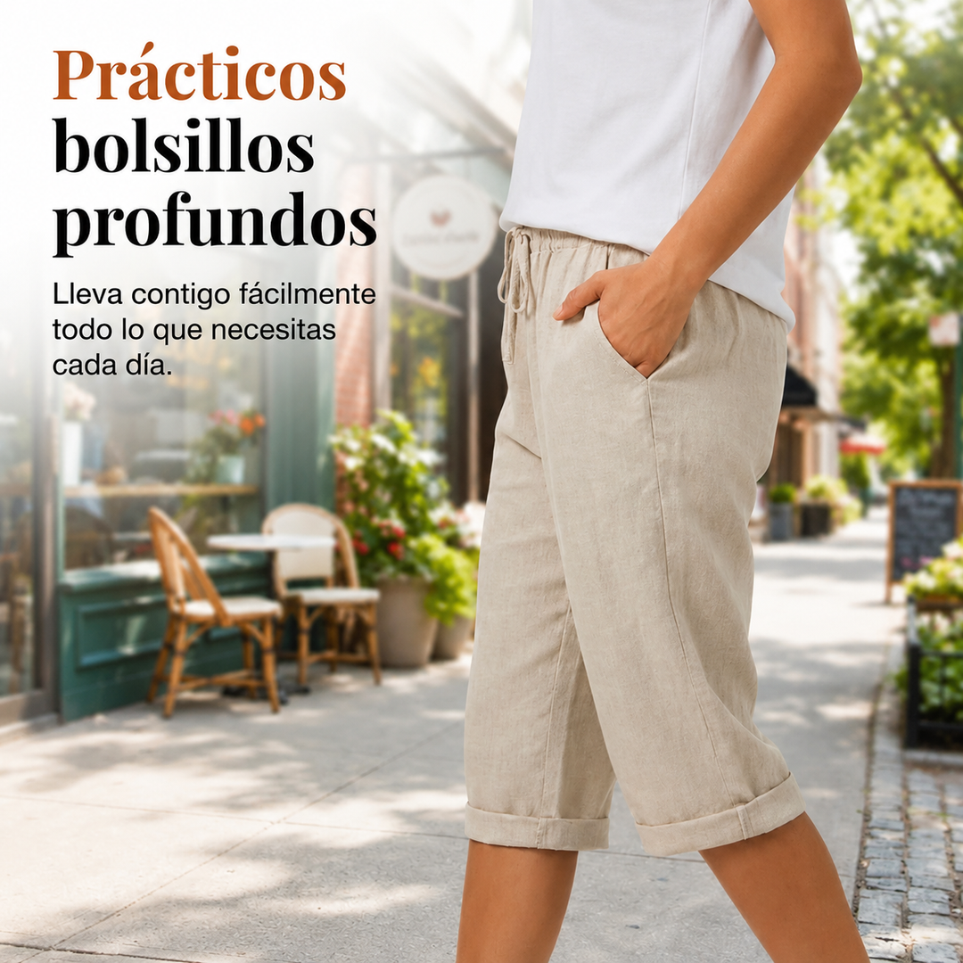 Lucía™ | Pantalones Cortos de Algodón y Lino