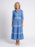 Yolanda | Vestido midi de manga tres cuartos con estampado de cadena