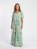 Zoraida | Vestido midi floral de manga corta con escote en V