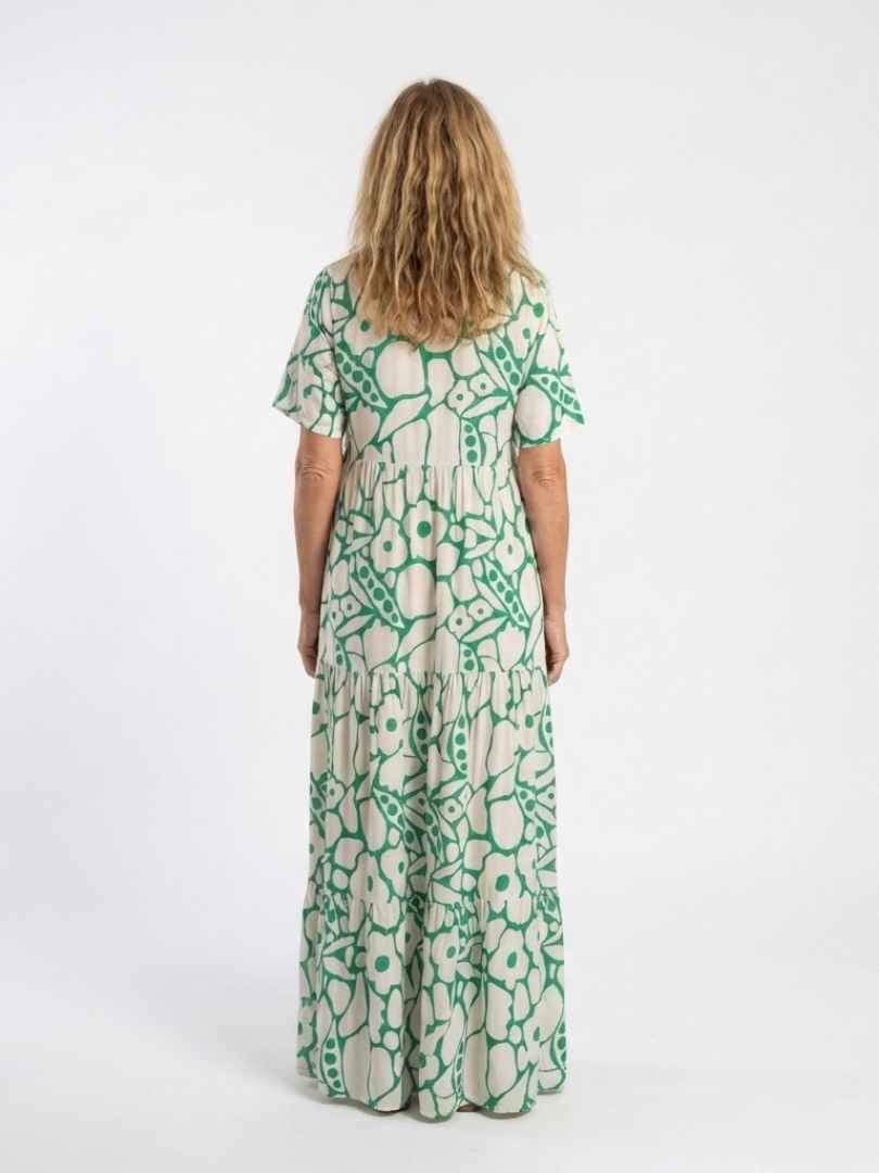 Zoraida | Vestido midi floral de manga corta con escote en V