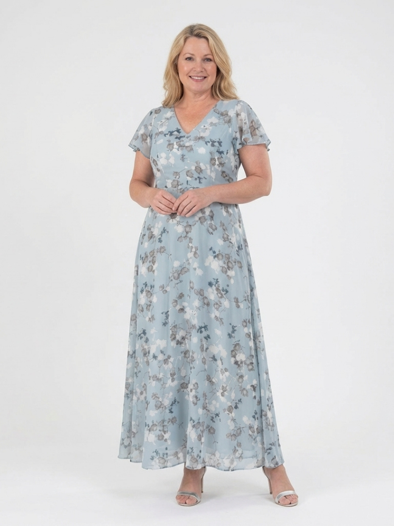 Isabel | Vestido largo de gasa floral