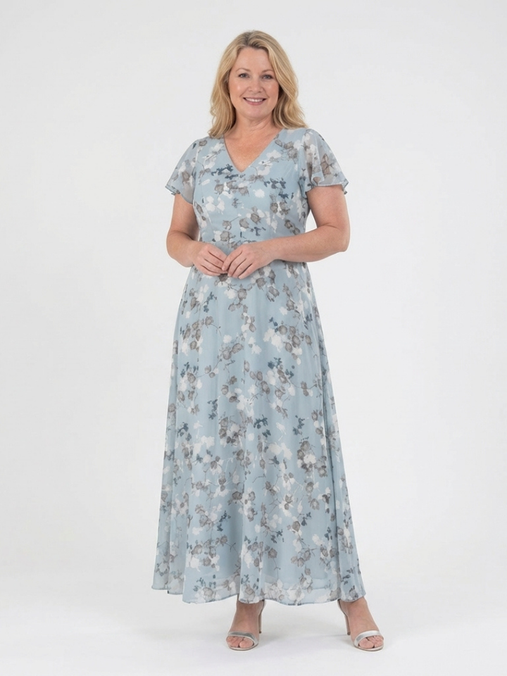 Isabel | Vestido largo de gasa floral