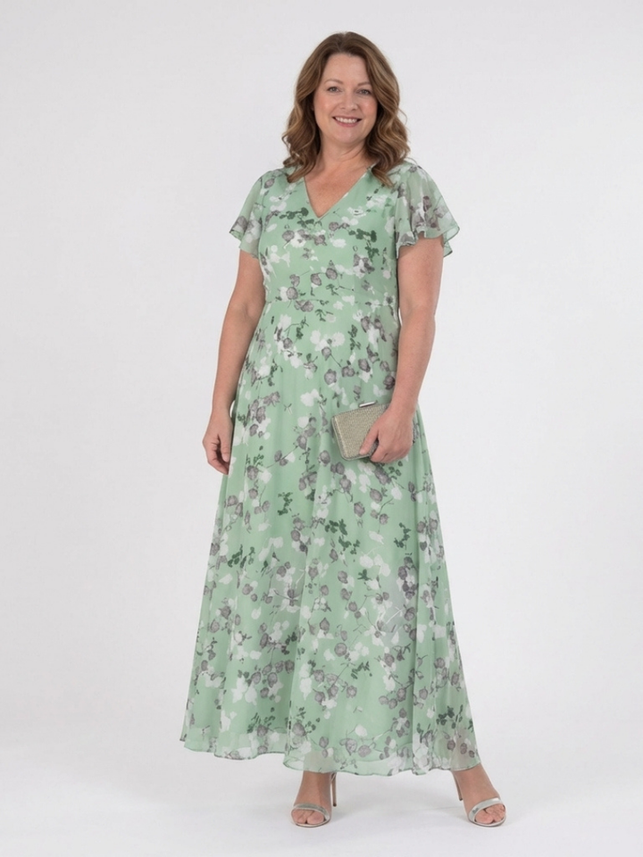 Isabel | Vestido largo de gasa floral
