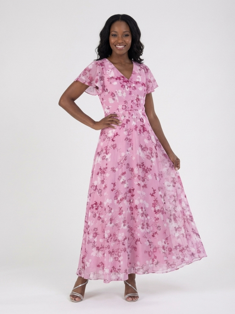 Isabel | Vestido largo de gasa floral