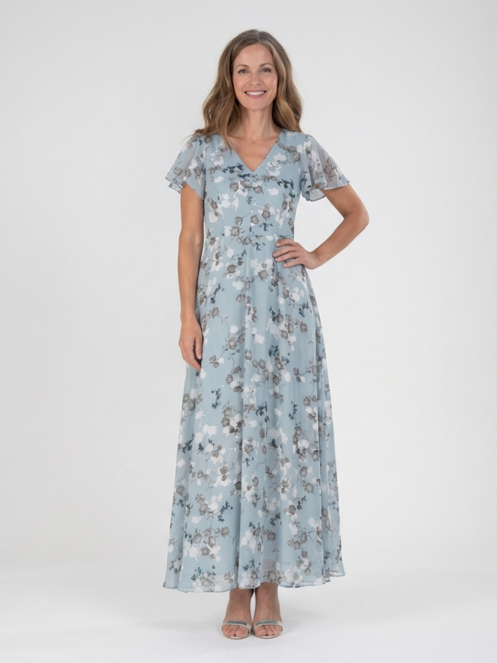 Isabel | Vestido largo de gasa floral