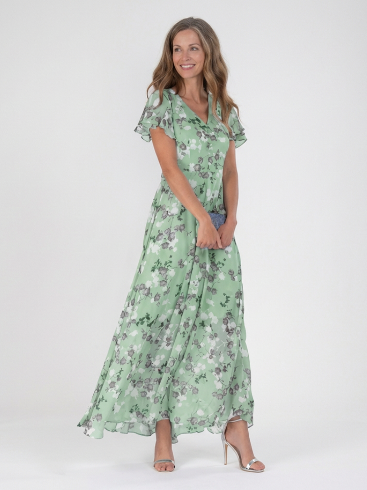 Isabel | Vestido largo de gasa floral