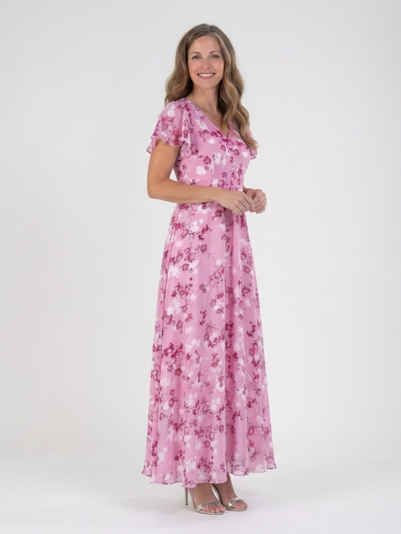Isabel | Vestido largo de gasa floral