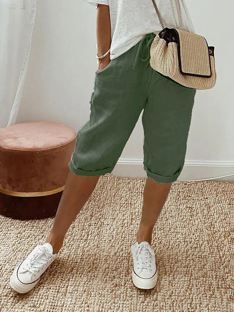 Lucía™ | Pantalones Cortos de Algodón y Lino