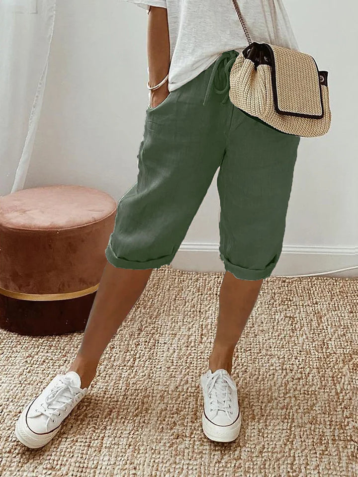 Lucía™ | Pantalones Cortos de Algodón y Lino