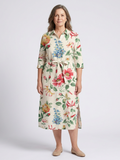 Maribel | Vestido midi floral de manga corta con botones delanteros