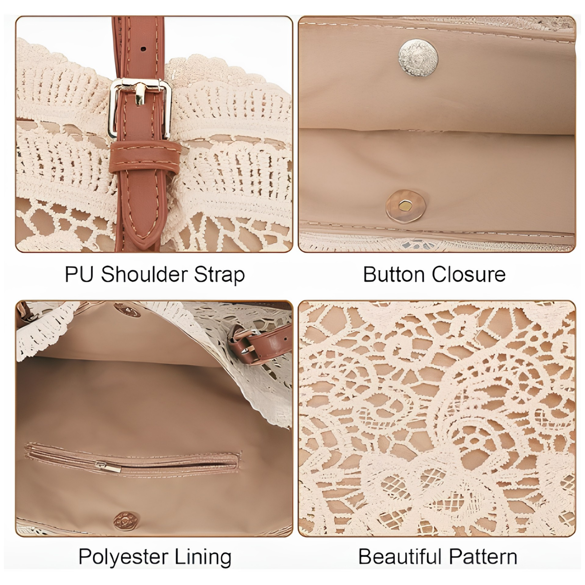 Peicees | Bolso de Hombro con Cinta de Encaje