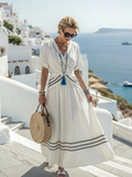 Sara | manga corta escote en V estilo cruzado vestido midi