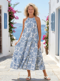 Isadora | sin mangas cuello alto por capas vestido midi