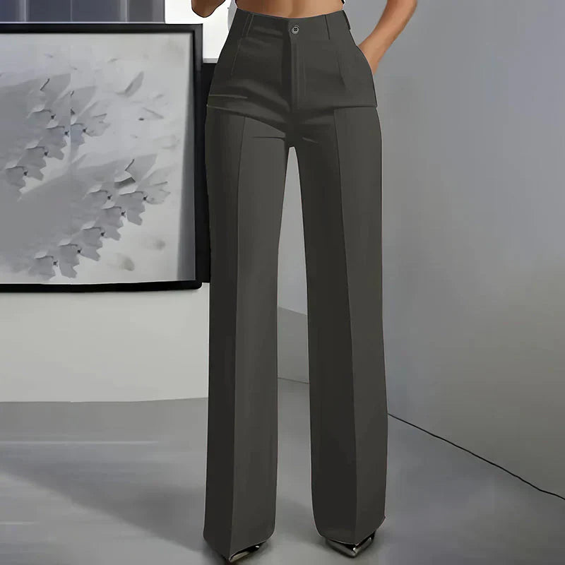Emma | Pantalones de tiro alto de corte recto y elegante
