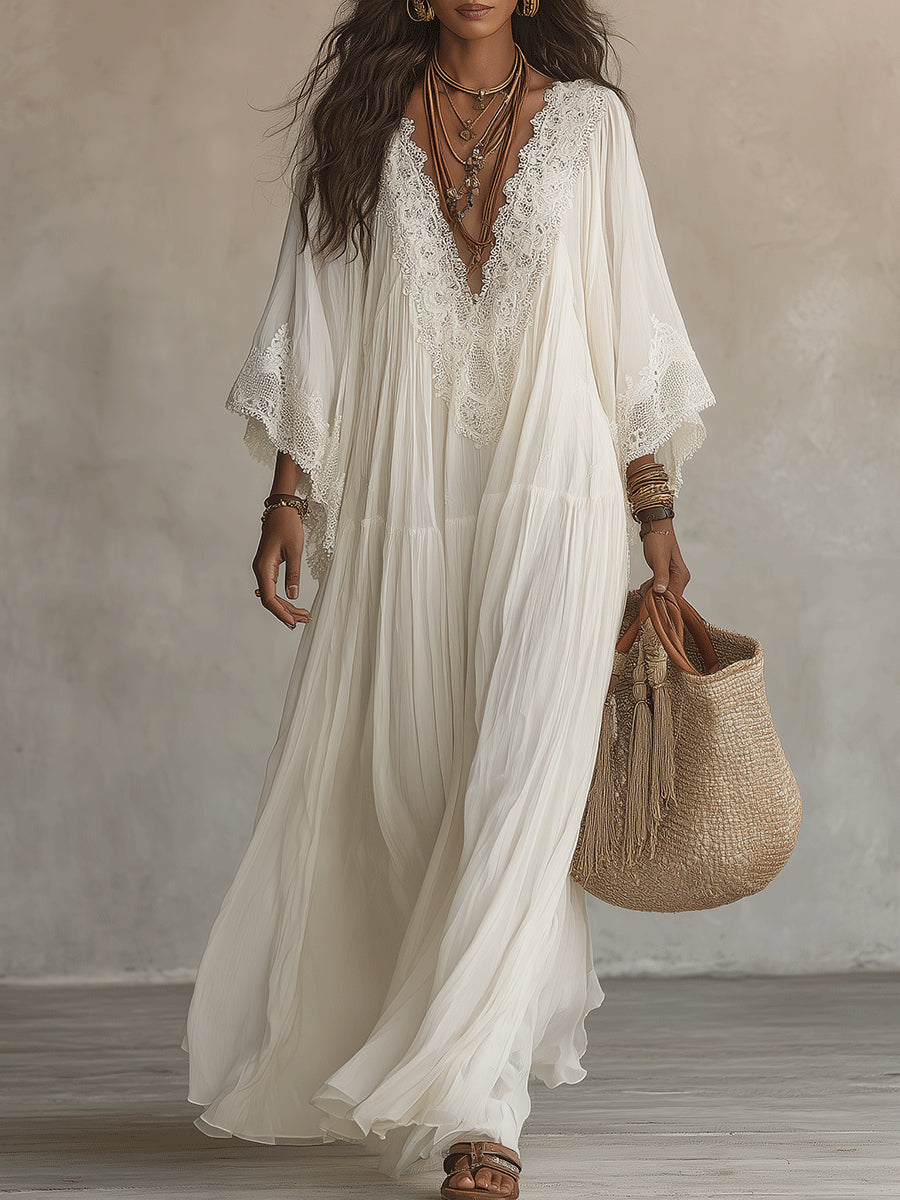 Celeste | Vestido Chiffon Marfil Encaje