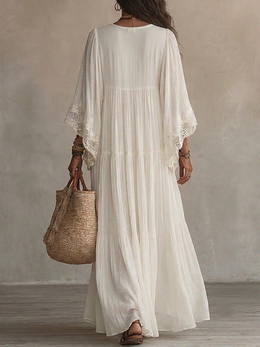 Celeste | Vestido Chiffon Marfil Encaje