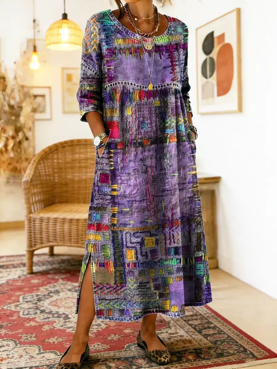 Manuela™ | Vestido Denim con Estampado Patchwork