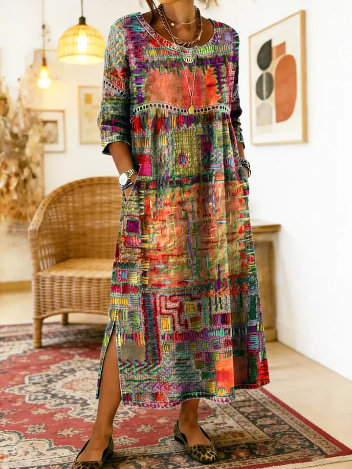 Manuela™ | Vestido Denim con Estampado Patchwork