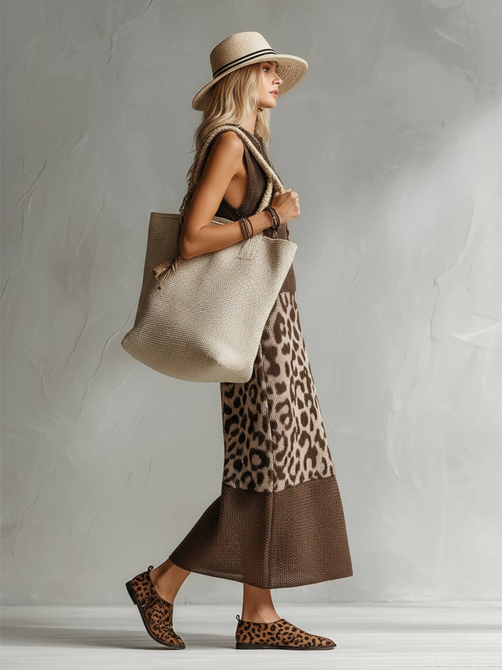 Amelia™ | Vestido Midi de Punto Leopardo