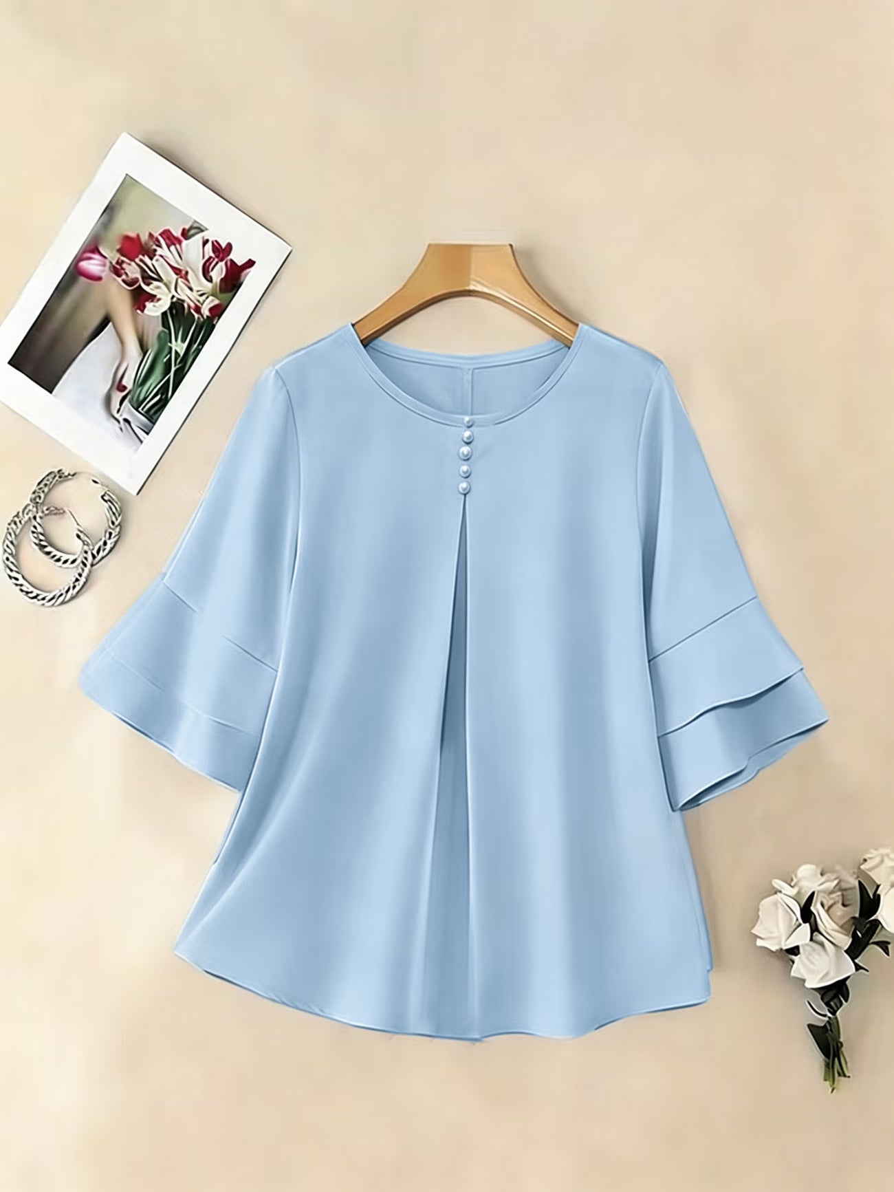 Clara™ | Blusa Fluida de Manga Volante