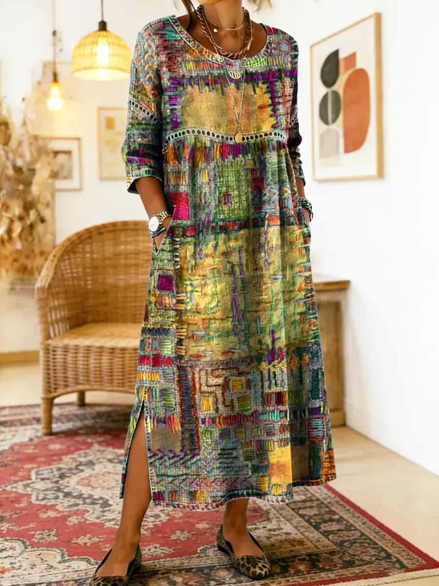 Manuela™ | Vestido Denim con Estampado Patchwork