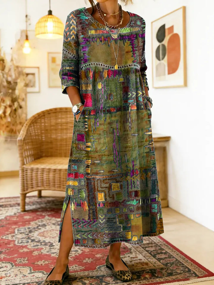 Manuela™ | Vestido Denim con Estampado Patchwork