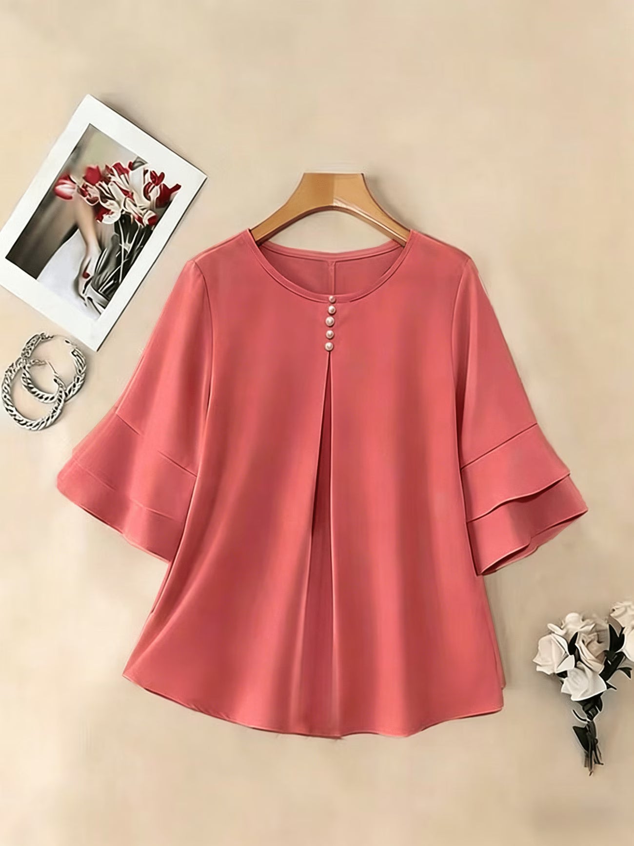Clara™ | Blusa Fluida de Manga Volante