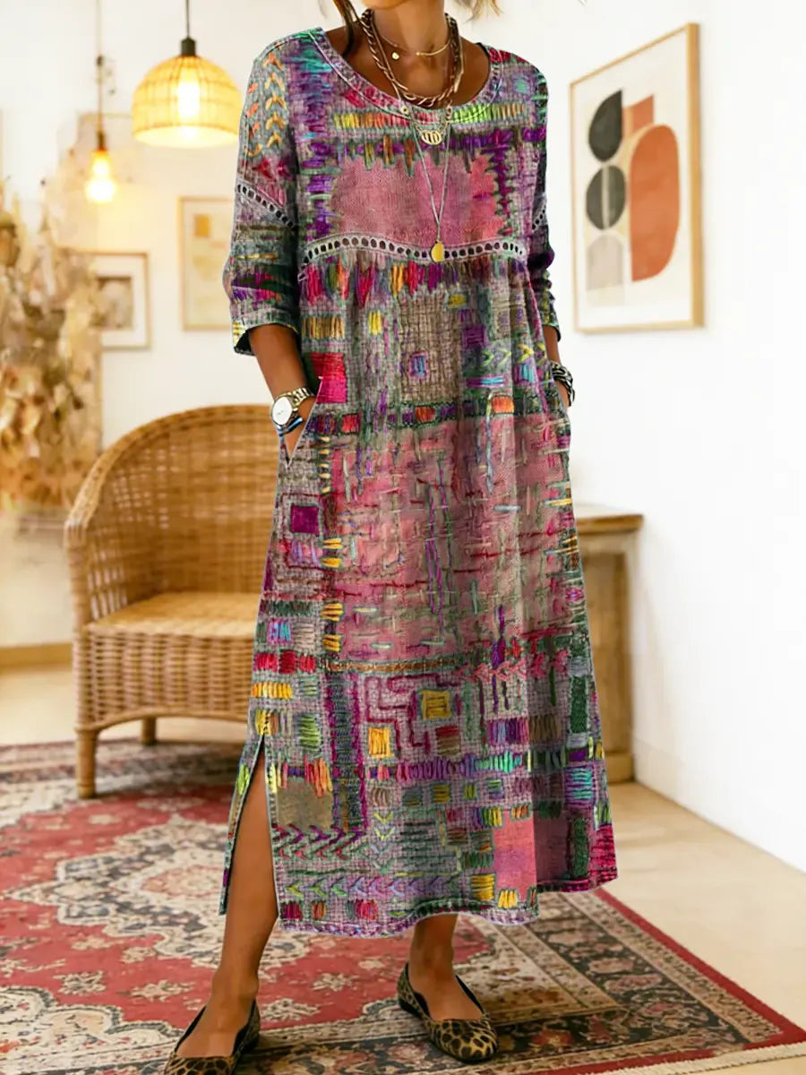 Manuela™ | Vestido Denim con Estampado Patchwork