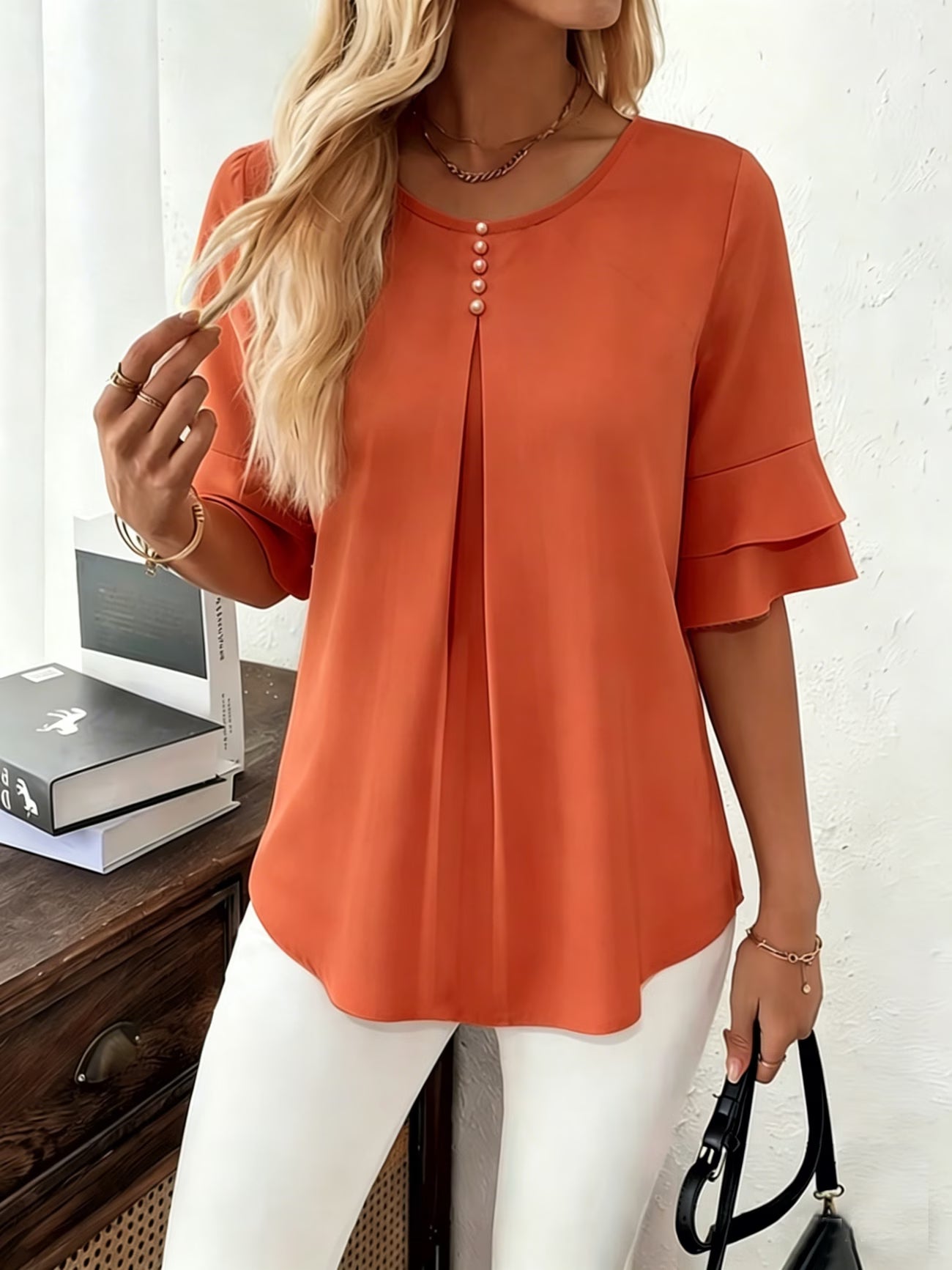 Clara™ | Blusa Fluida de Manga Volante