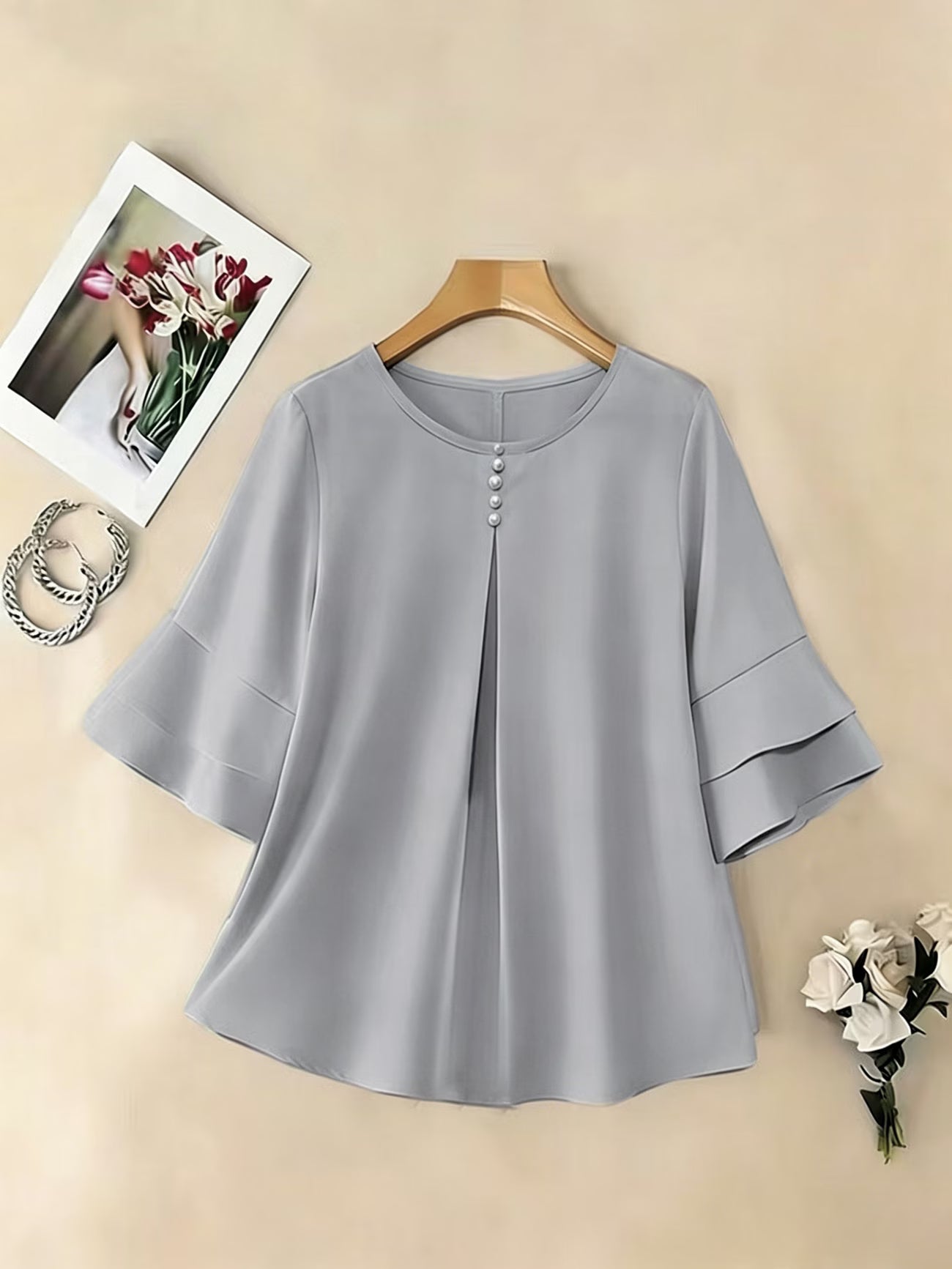 Clara™ | Blusa Fluida de Manga Volante