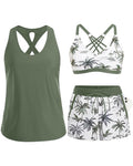 Maren | Conjunto de bikini tankini de tres piezas y pareo