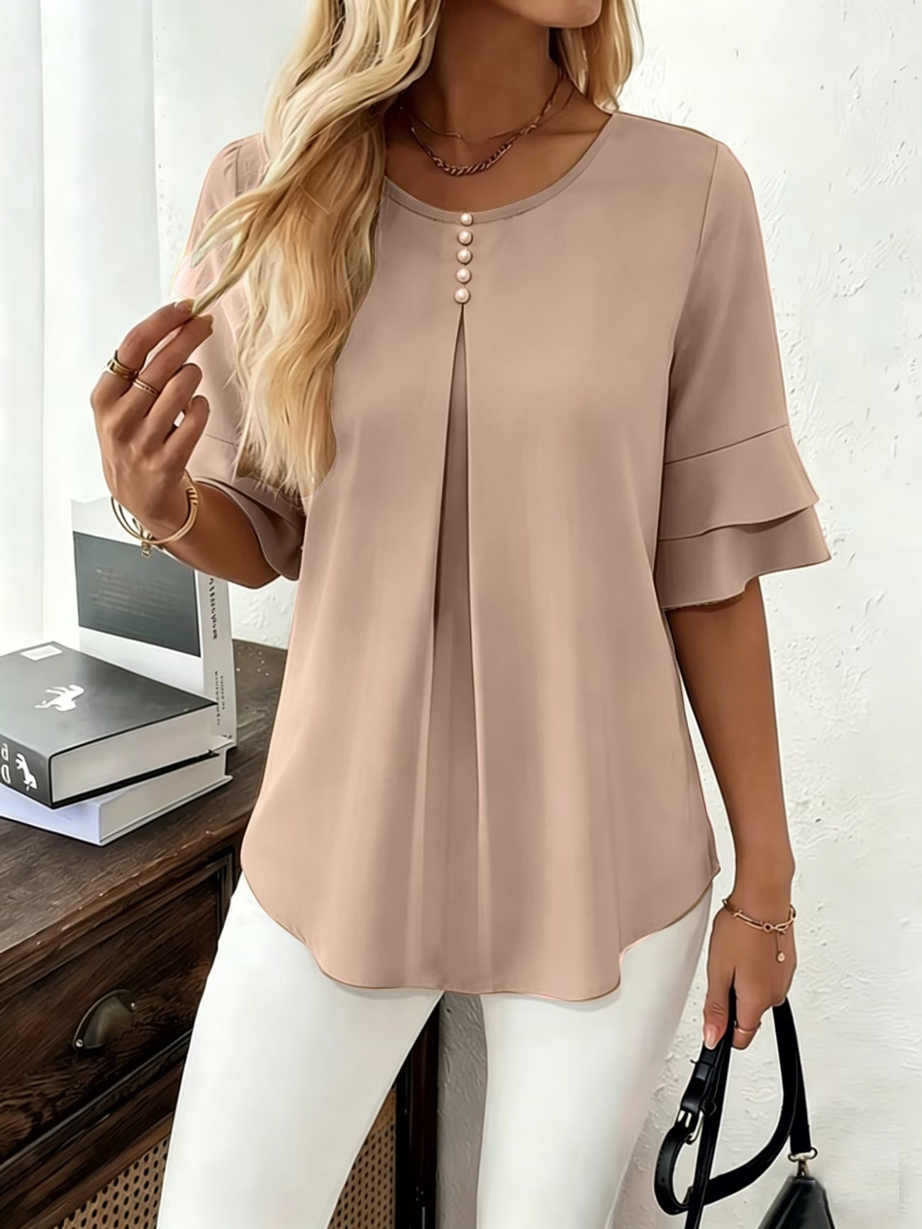 Clara™ | Blusa Fluida de Manga Volante