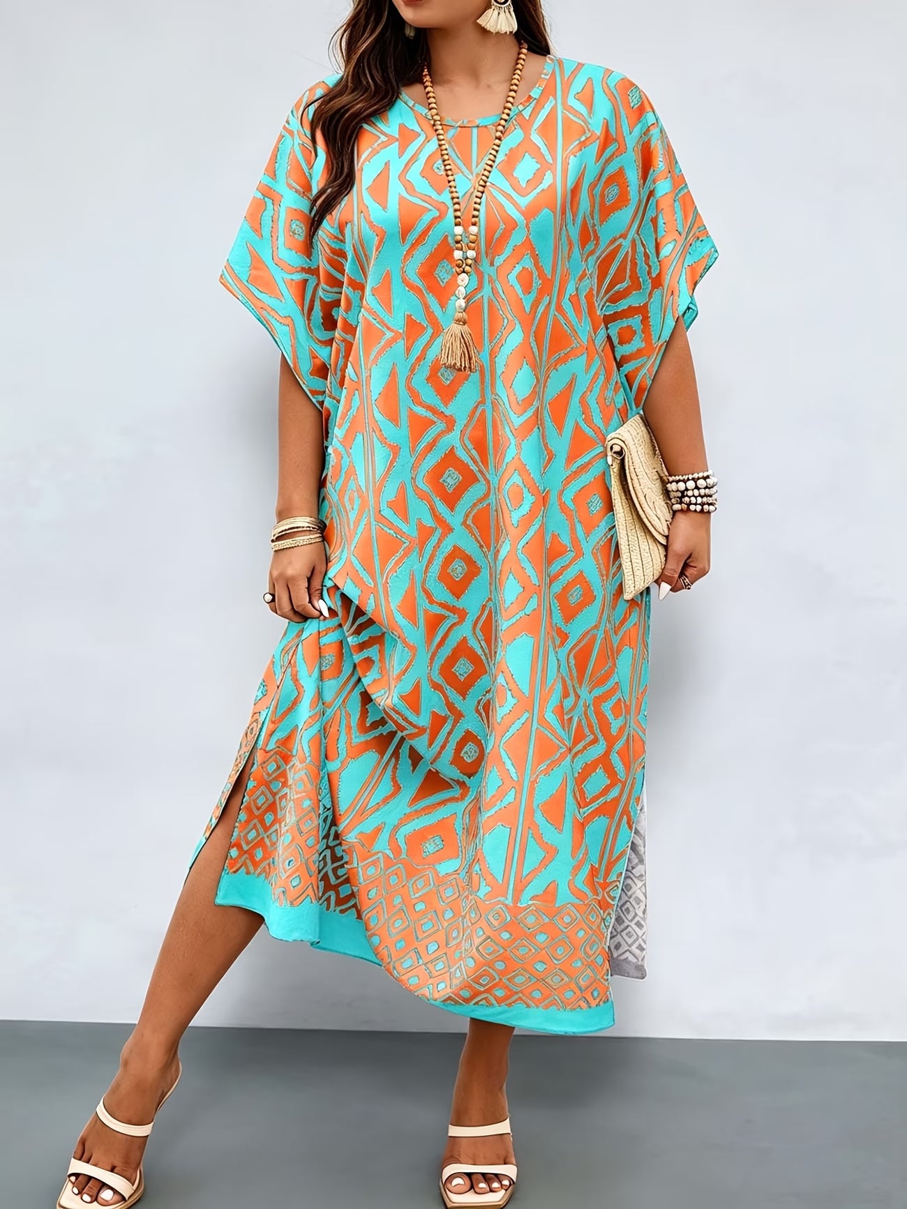 Valeria™ | Vestido Midi Holgado con Estampado Geométrico