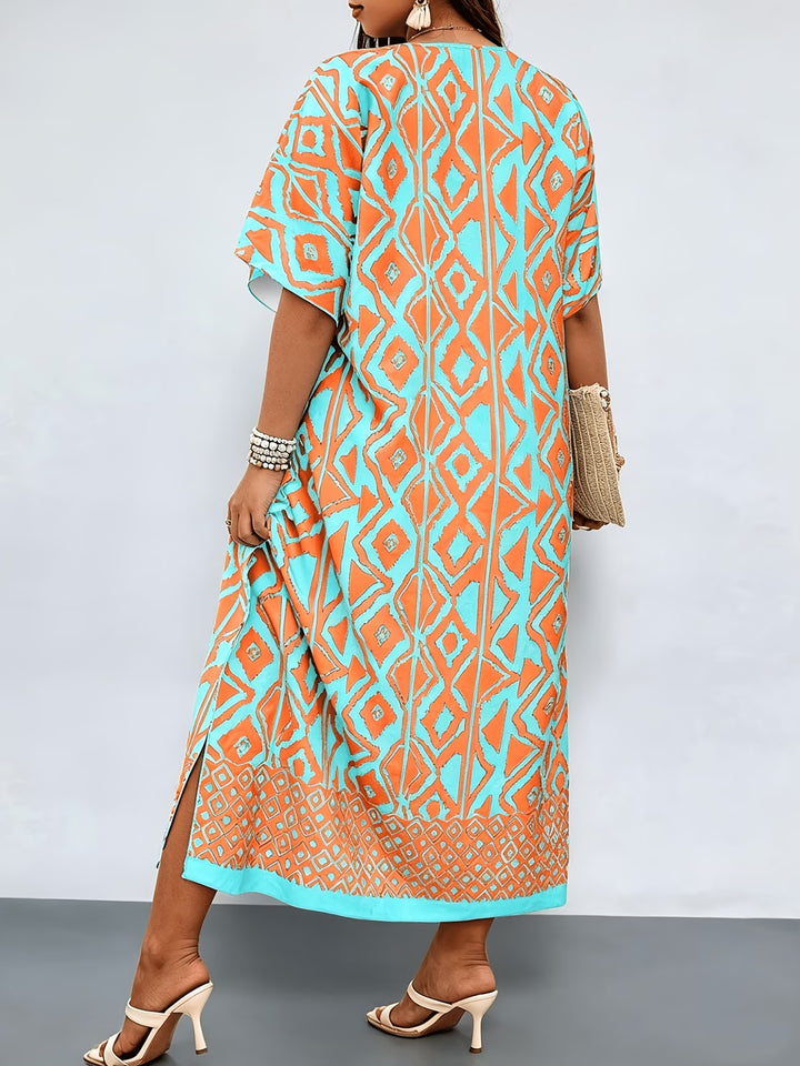 Valeria™ | Vestido Midi Holgado con Estampado Geométrico