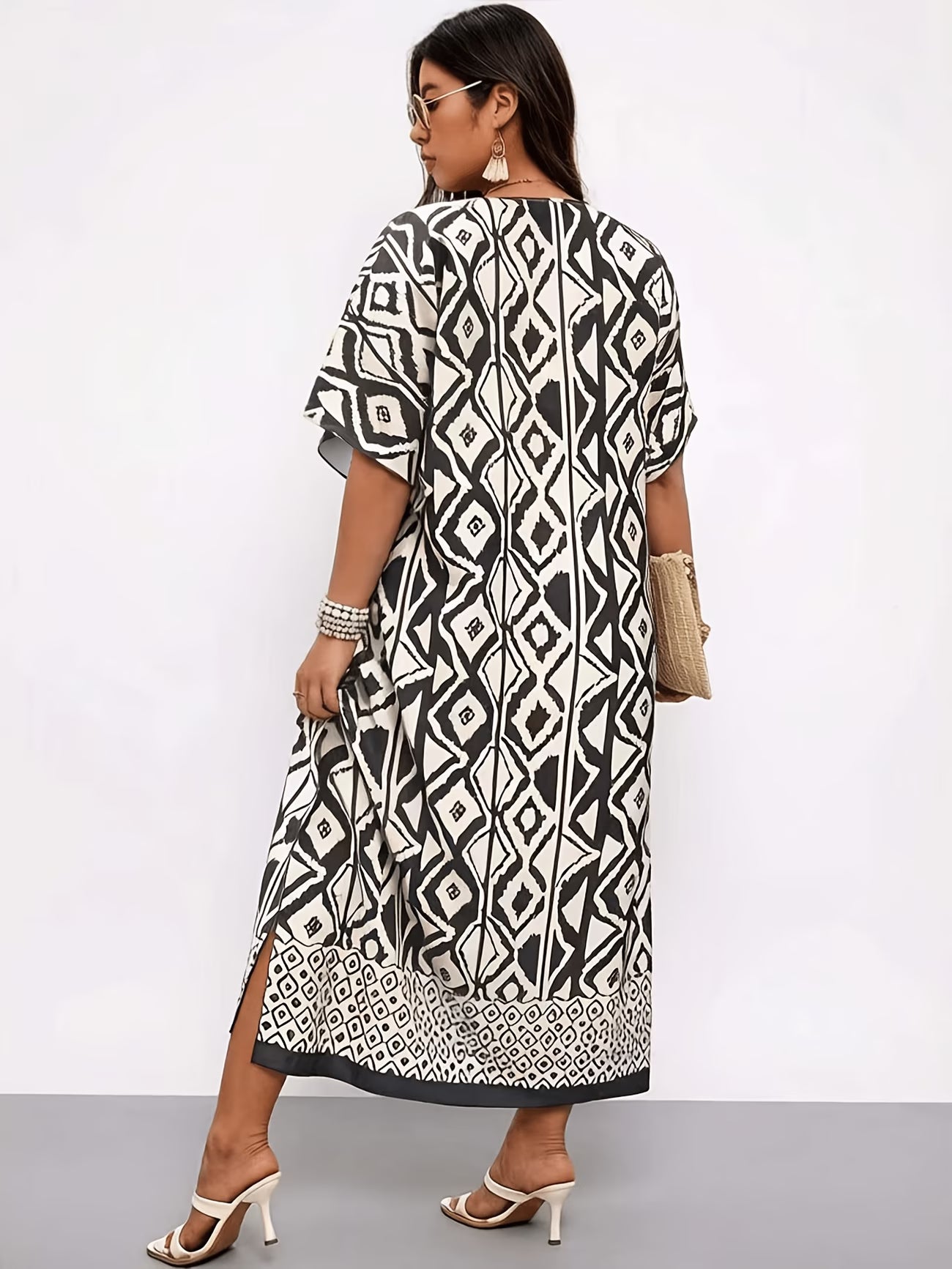 Valeria™ | Vestido Midi Holgado con Estampado Geométrico