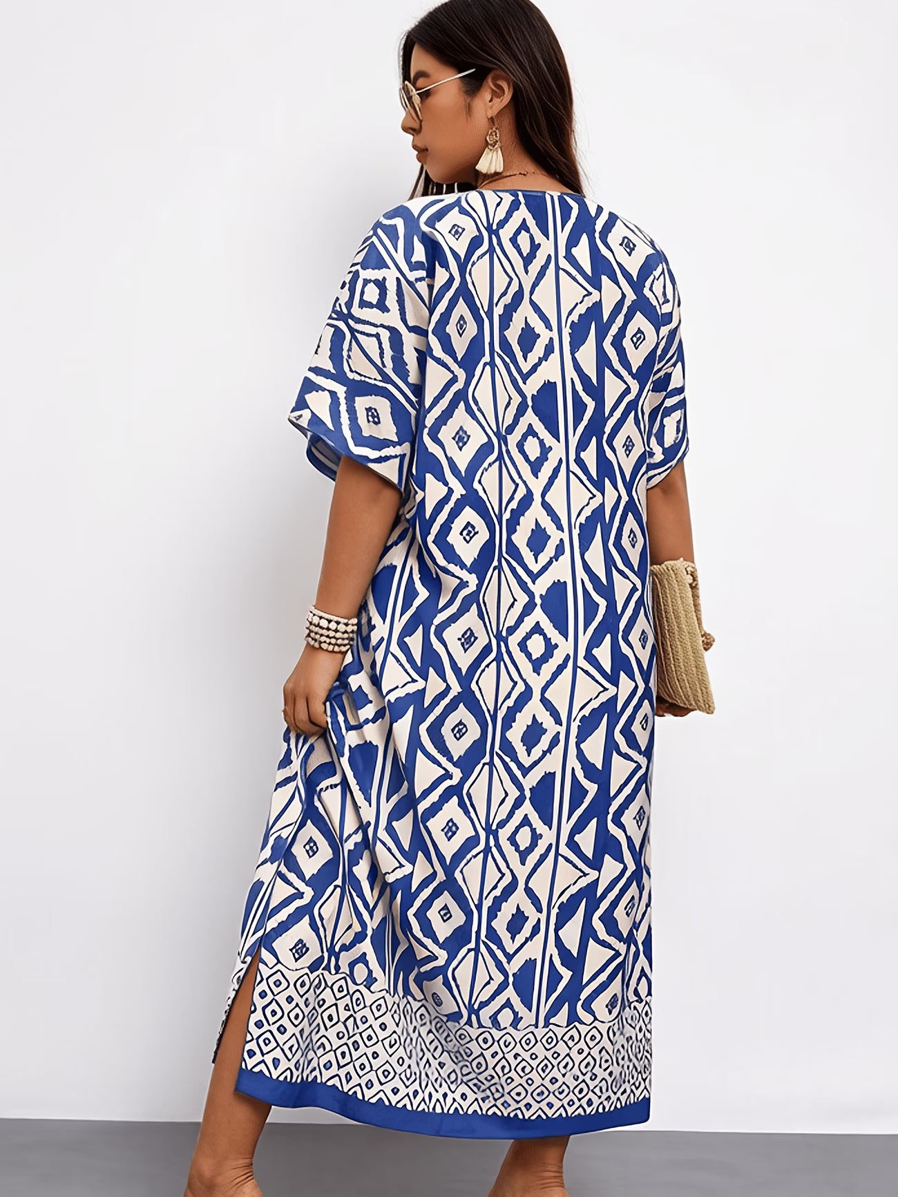 Valeria™ | Vestido Midi Holgado con Estampado Geométrico