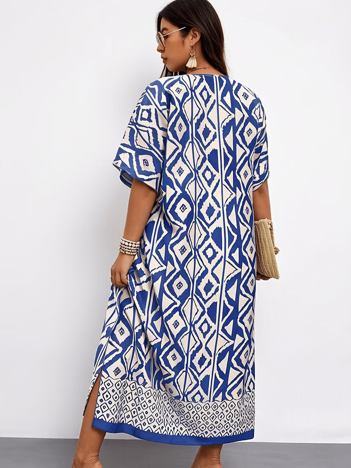 Valeria™ | Vestido Midi Holgado con Estampado Geométrico