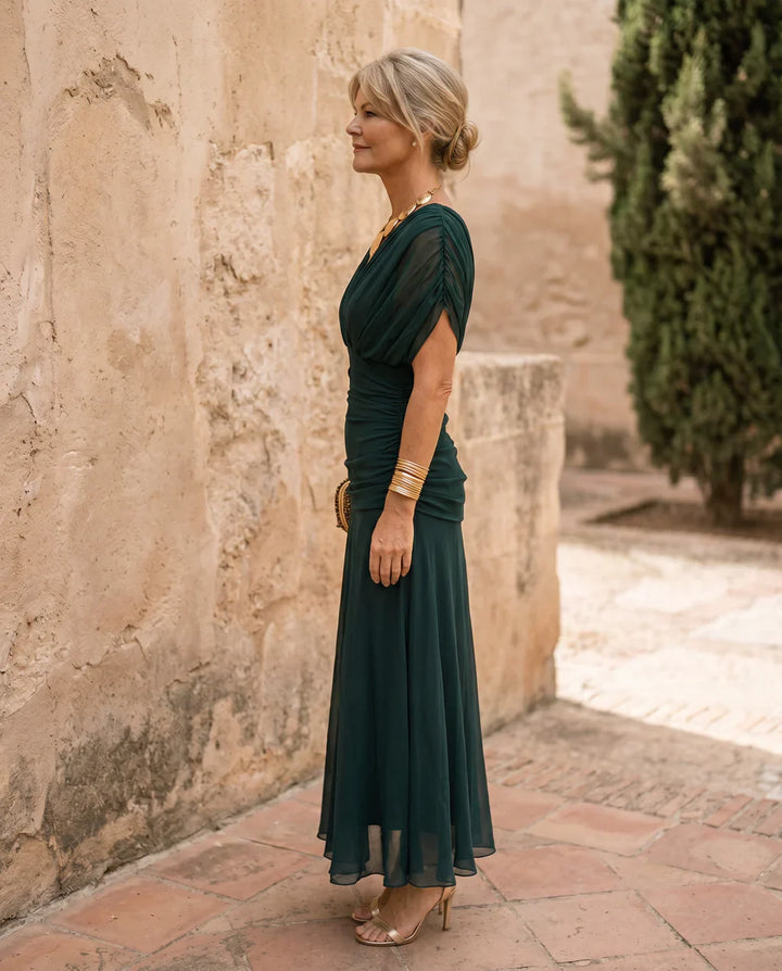 VESTIDO ELEGANTE CON ESCOTE EN V
