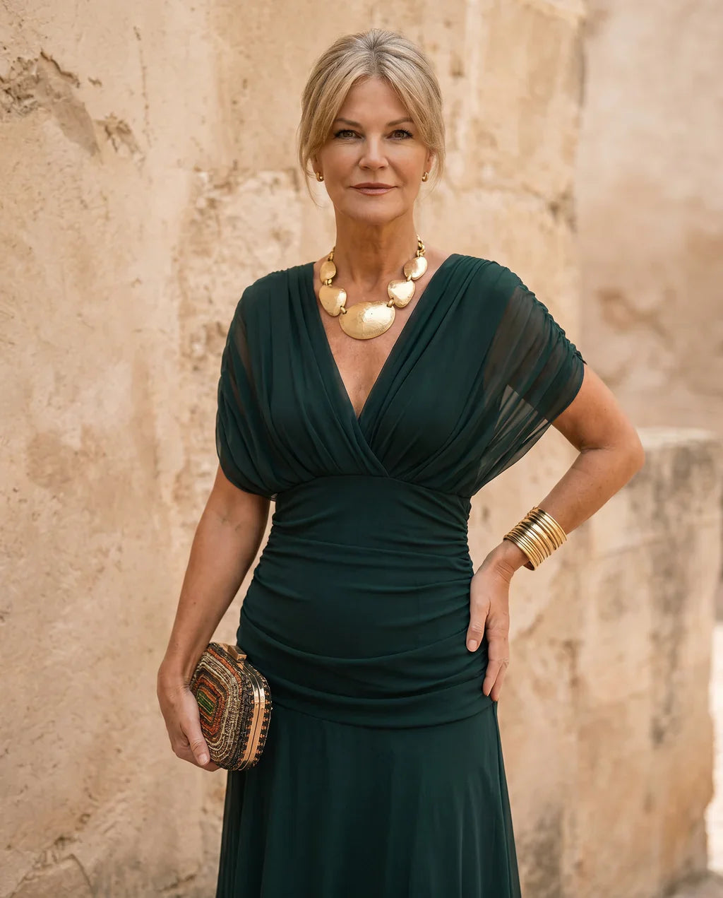 VESTIDO ELEGANTE CON ESCOTE EN V