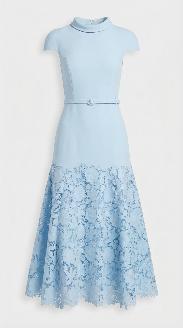 Mirana™ | Vestido Midi de Encaje Azul