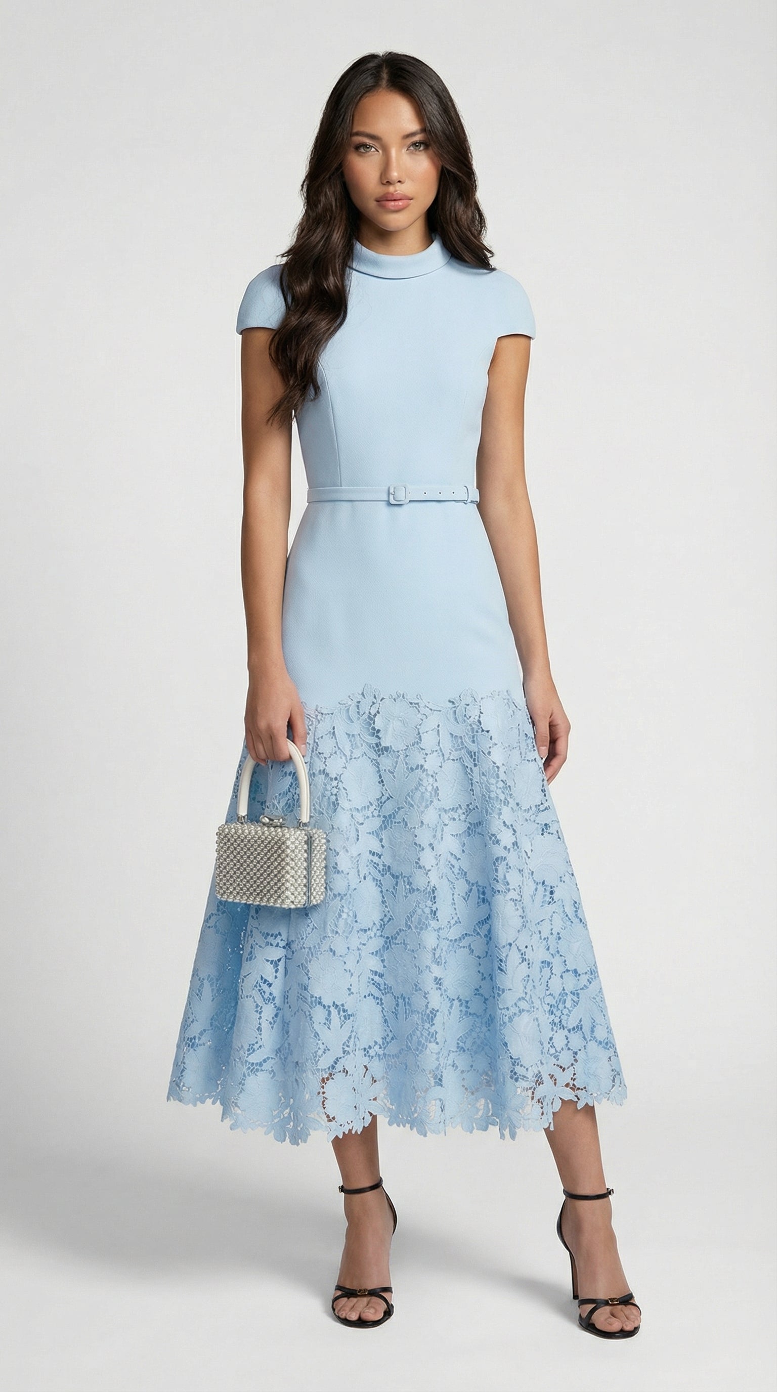 Mirana™ | Vestido Midi de Encaje Azul