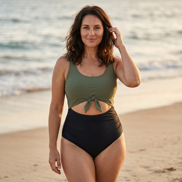 Traje de Baño de Una Pieza con Cintura Ajustable
