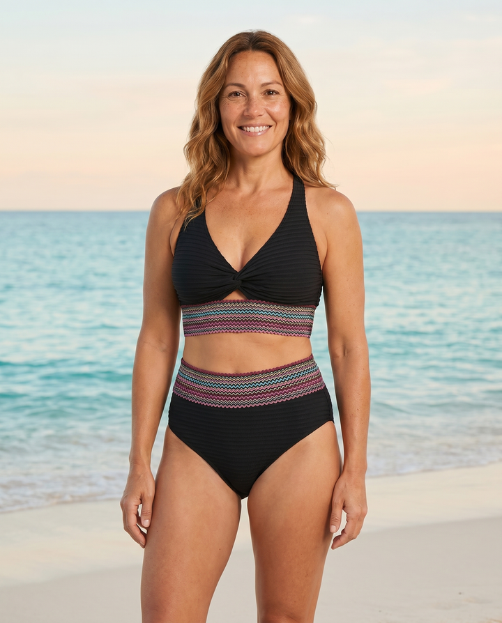Conjunto de Bikini Texturizado y de Cintura Alta
