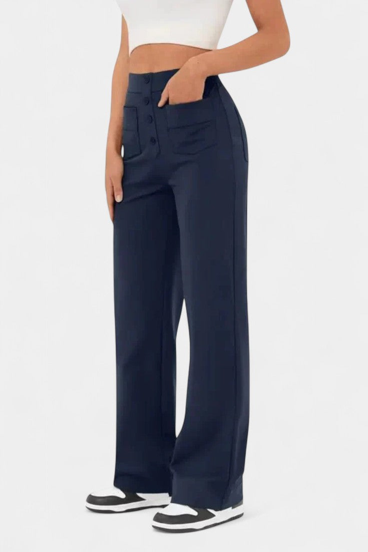 Pantalones Rectos de Cintura Alta Nova con Elasticidad