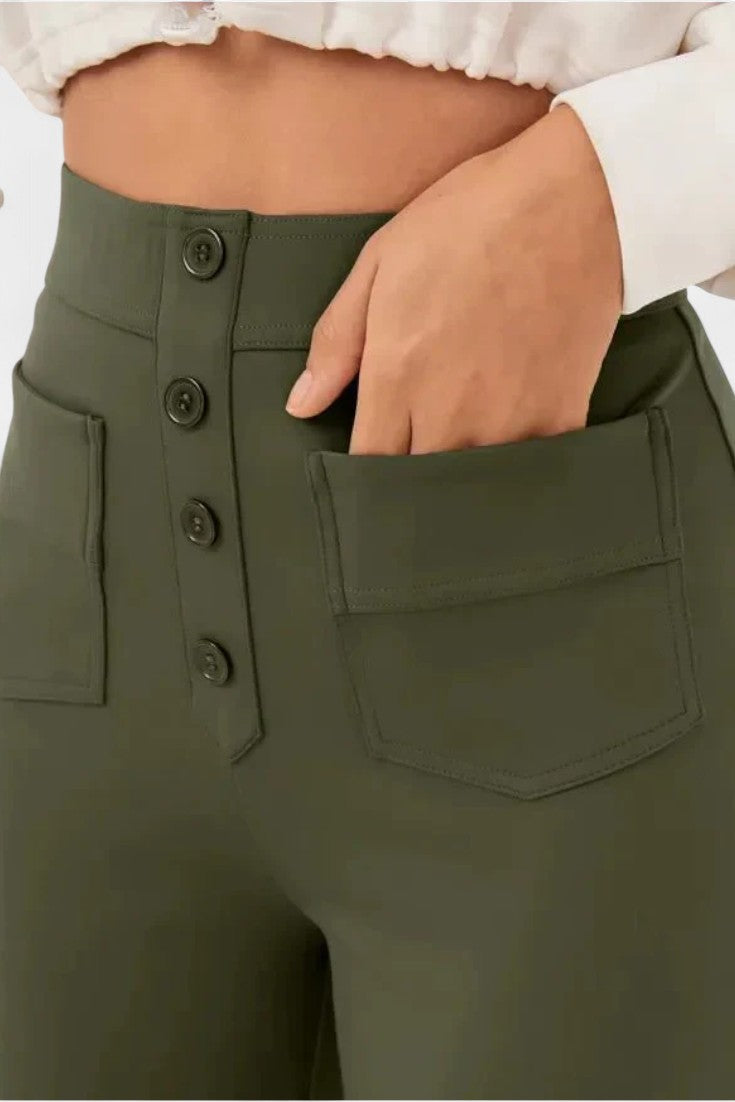 Pantalones Rectos de Cintura Alta Nova con Elasticidad
