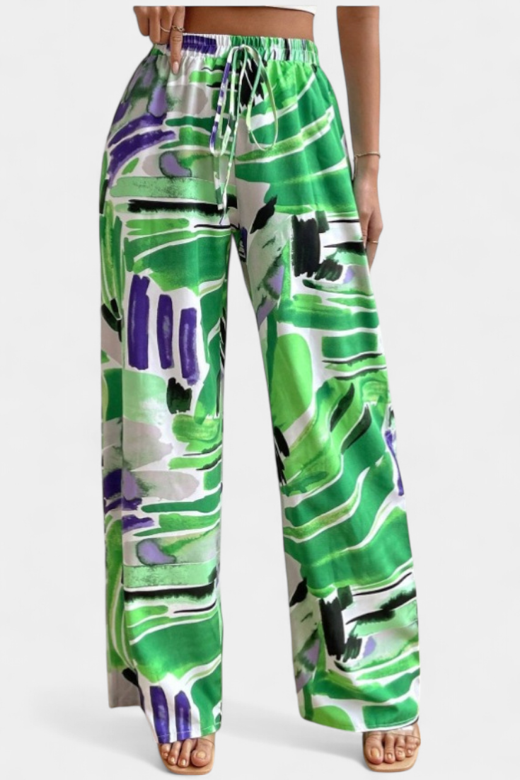 Pantalones de Pierna Ancha Senda con Estampado Abstracto