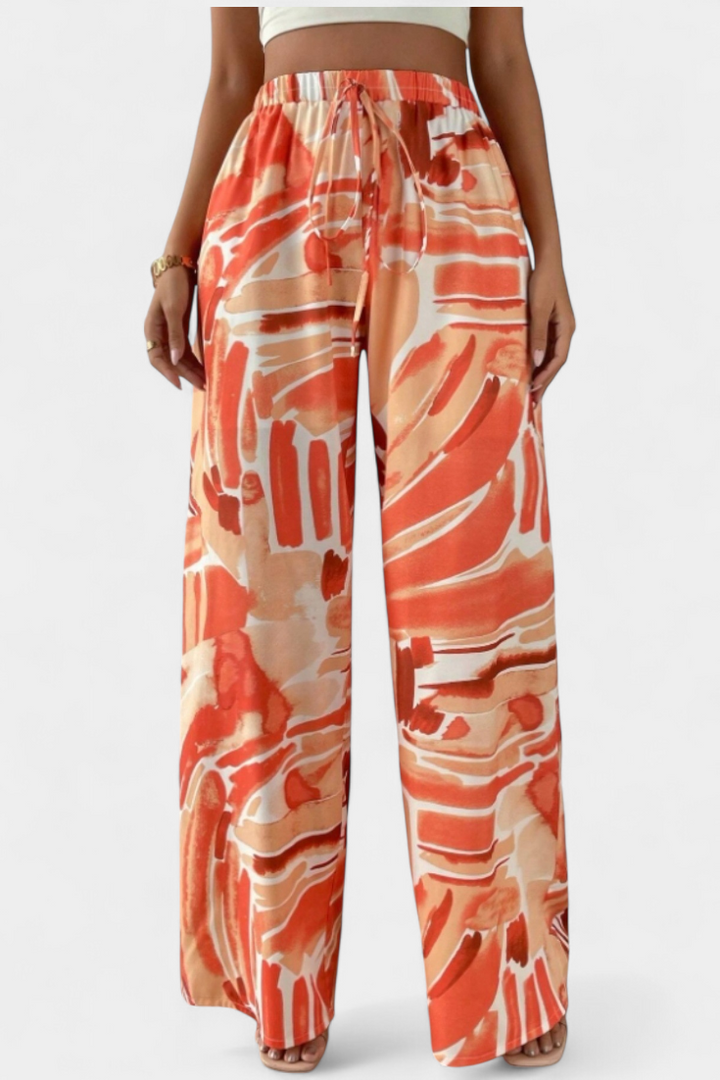 Pantalones de Pierna Ancha Senda con Estampado Abstracto